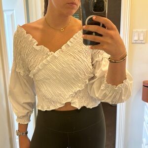 Zara ruched white top